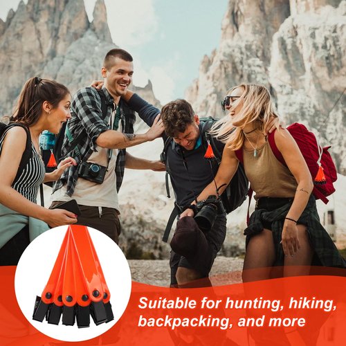 TOYMIS 24pcs Reflective Trail Markers, 4.06x0.51 Inch Trail Markers for Hiking Trail Markers for Trees Trail Marking Ribbon with Clips for Hunting Outdoor (Fluorescent Orange)