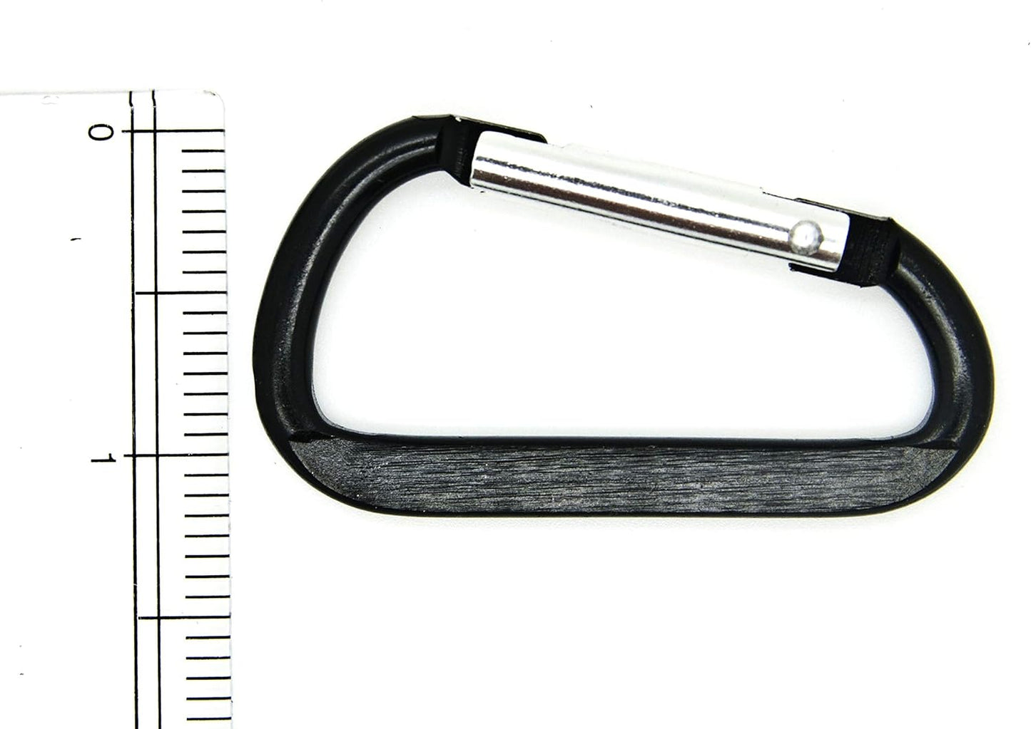 ONDEPOT New 100pcs 2.25" Black Color D Shape Spring-Loaded Aluminum Carabiner Belt Clip Key Chain Hook