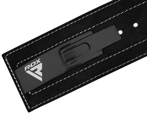 RDX Weight Lifting Belt Powerlifting, Approved By IPL and USPA, 10mm Thick 4" Leather Lumbar Back Support, Lever Buckle Equipment, Bodybuilding Deadlifts Squats Workout Men Women (Black White, Medium)