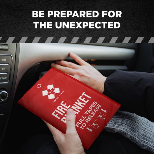 Swiss Safe Fireproof Blanket (2 Pack) - Home & Outdoor Emergency Fire Blankets for Kitchen Fires