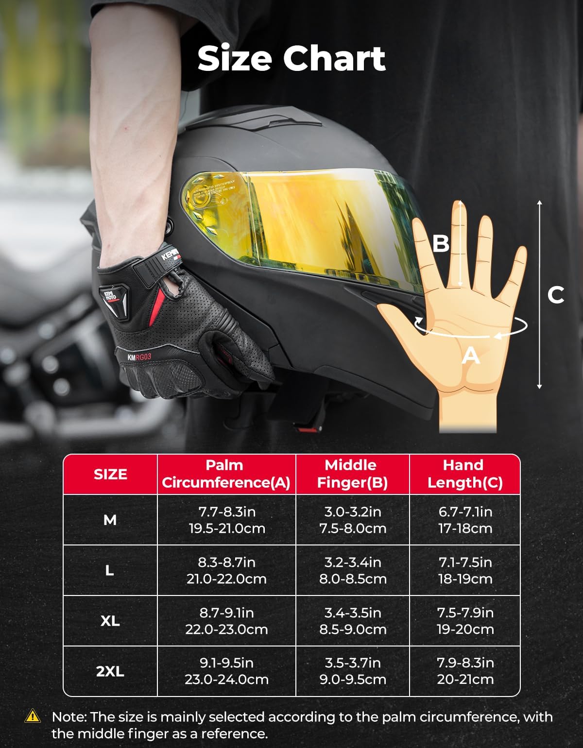 KEMIMOTO Sheepskin Leather Motorcycle Gloves for Men, Protective Motorcycle Gloves for Motocross Motorbike Dirt Bike Bicycle Racing ATV UTV