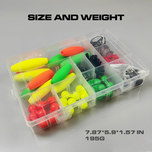 LOEIBMIRY Catfish Rig Making Kit Catfishing Rig Accessories 126PCS Catfish Tackle with Fishing Hook Swivels Sinker EVA Peg Float Rattle Beads Bobber Stoppers Fishing Bells Spinners