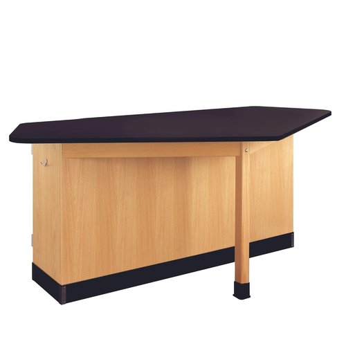 Diversified Spaces Forward Vision 4 Student Classroom Workstation, 88"W x 46"D x 36"H, Phenolic Resin Top, Solid Oak, Outlets, Locking Cabinet Doors, Adjustable Shelves, Made in The U.S.A