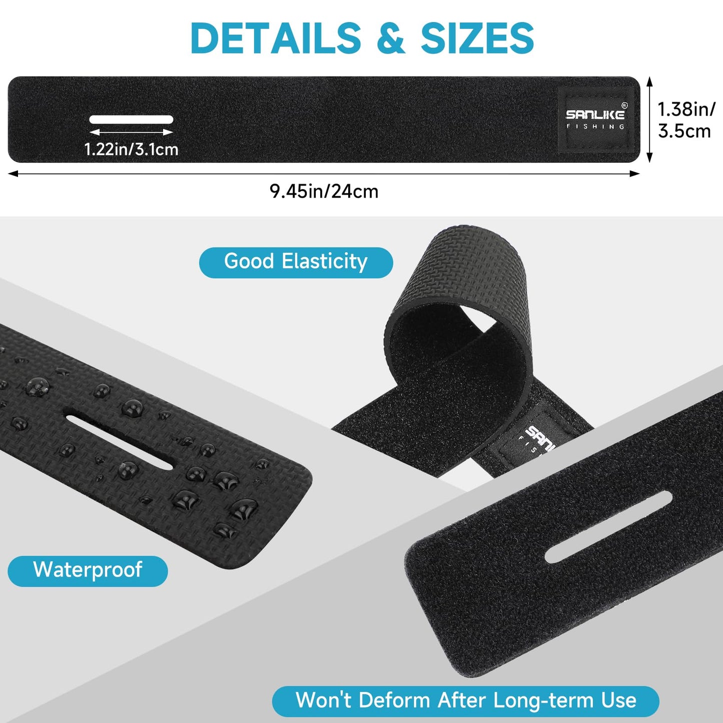 9 Pcs Fishing Rod Tip Covers Set Fishing Rod Wrap Strap Rubber Fishing Rod Fixed Ball Expandable Neoprene Fishing Pole Sleeve Cover Stretchy Fishing Straps Tackle Ties 5Hole Fishing Rod Bundler Holder