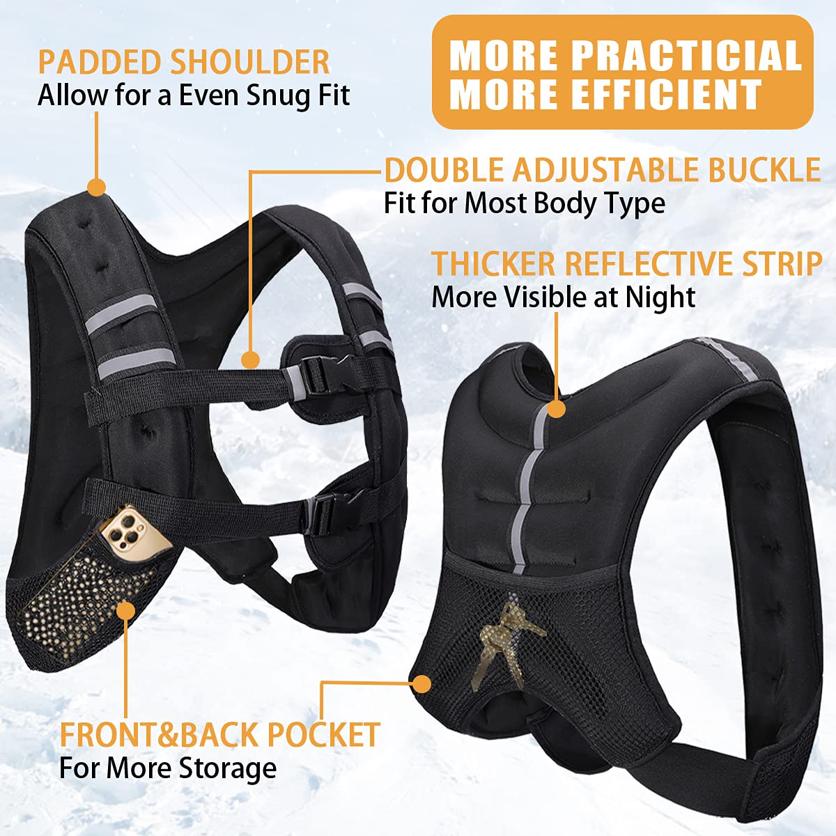 BITLIFUN Weighted Vest for Men Workout，Strength Training Weight Vest for Men and Women, Workout Equipment for Training,Running,Jogging,etc - 8lbs,12lbs,16lbs,20lbs,25lbs (30LBS (13.6KG), Black)