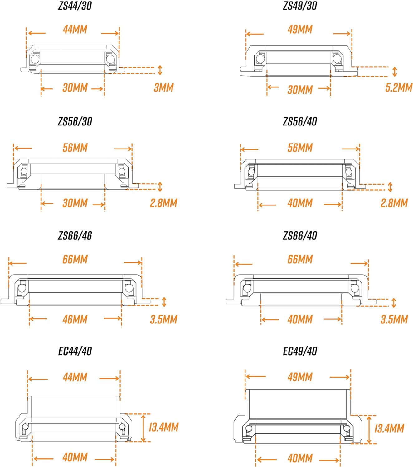 FUNN Downhill Lower Headset, Angular Contact Bearings Lower Steering Set for Mountain Bike, Mountain Bike, BMX Bike, Road Bike and Gravel Bike