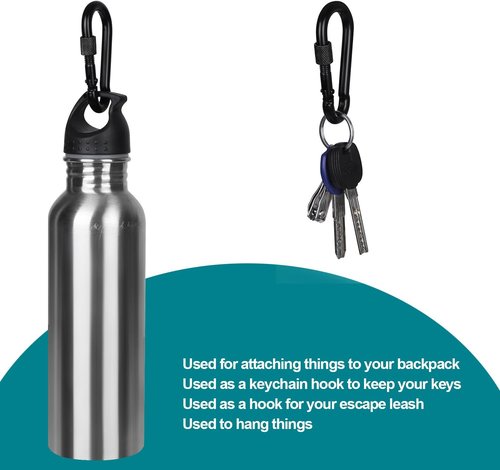 BEWISHOME 4 Pack Carabiner Hooks Hammock Locking Solid Metal D Clips with Heavy Duty 500LBS Screw Gate Hammock Locking,Quick Link for Outdoor Camping Hiking Traveling Backpacking Black & Silver HDK02