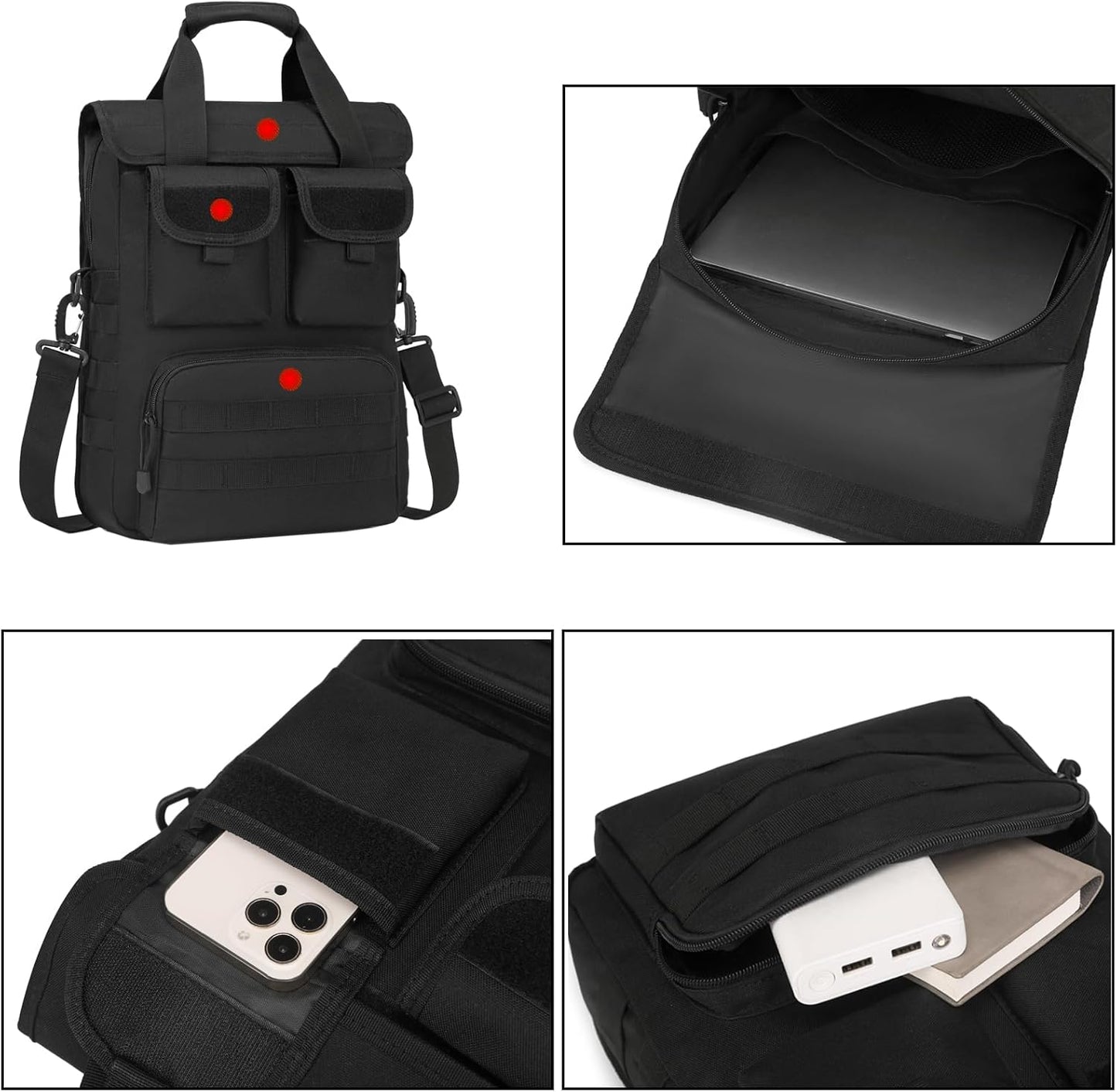 ArcEnCiel 12.9-14 Inch Laptop Tactical Messenger Bag Men MOLLE Sling Pack Briefcase Gear Handbags Utility Carry Satchel