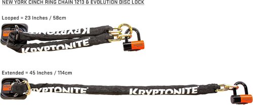 Kryptonite New York 1213 Cinch Ring Bike Chain Lock, 4.2 Feet Long Heavy Duty Anti-Theft Sold Secure Gold Bicycle Chain Lock and Keys for Ultimate Security E-Bike, Motorcycle, Scooter