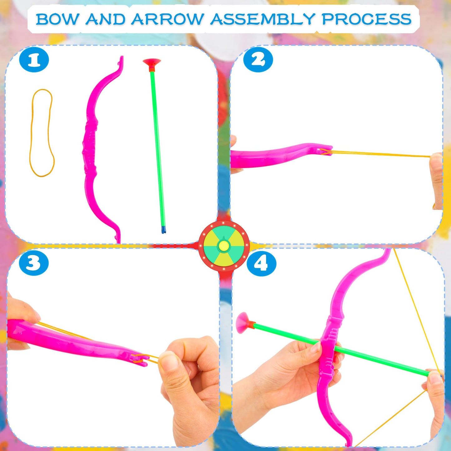 60 Pack Kids Bow and Arrow Sets Mini Bow and Toy Arrow Small Archery Bow Shooter for Kids Sports FunTarget Outdoor Game Sport Party Favors Gifts
