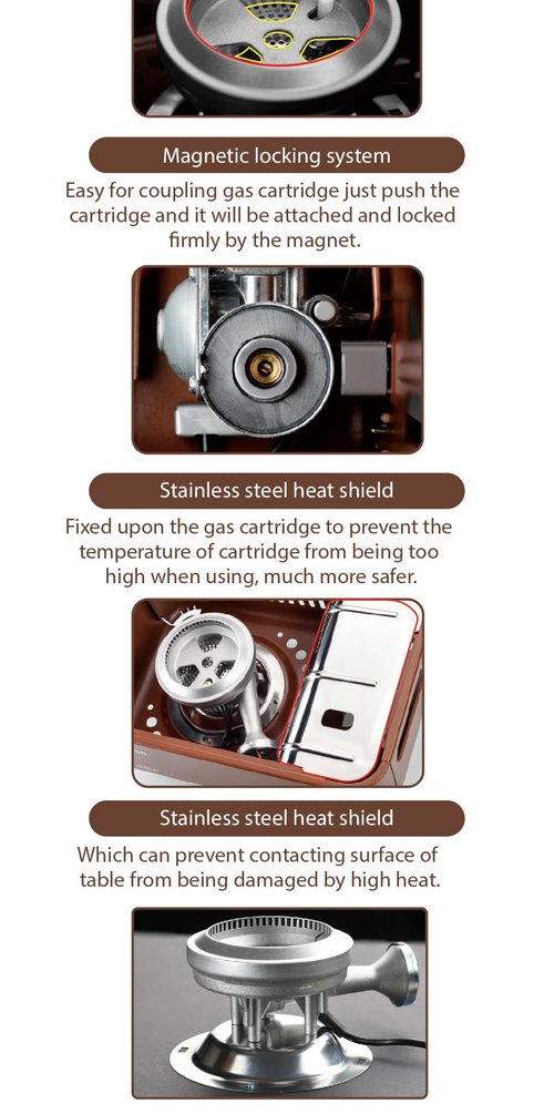 Maxsun Latte Series Mini Gas Stove with Magnetic Locking System (Choco)