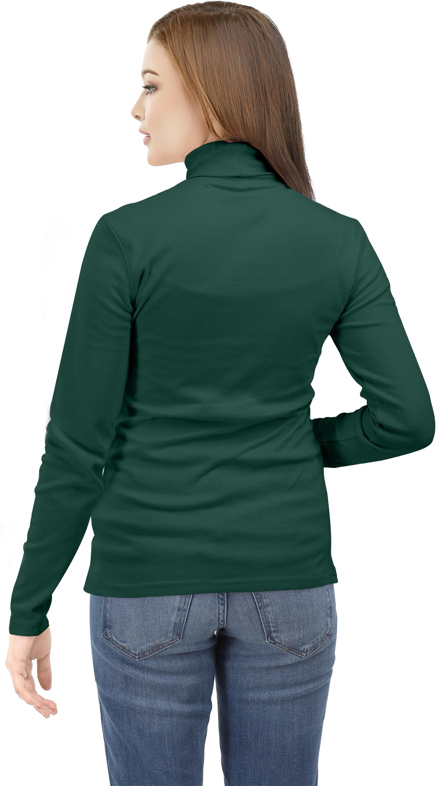 NY Threads Women's Turtleneck Long Sleeve Shirt Slim Fit Thermal Base Layer Tops 1 Pack, Large, Green