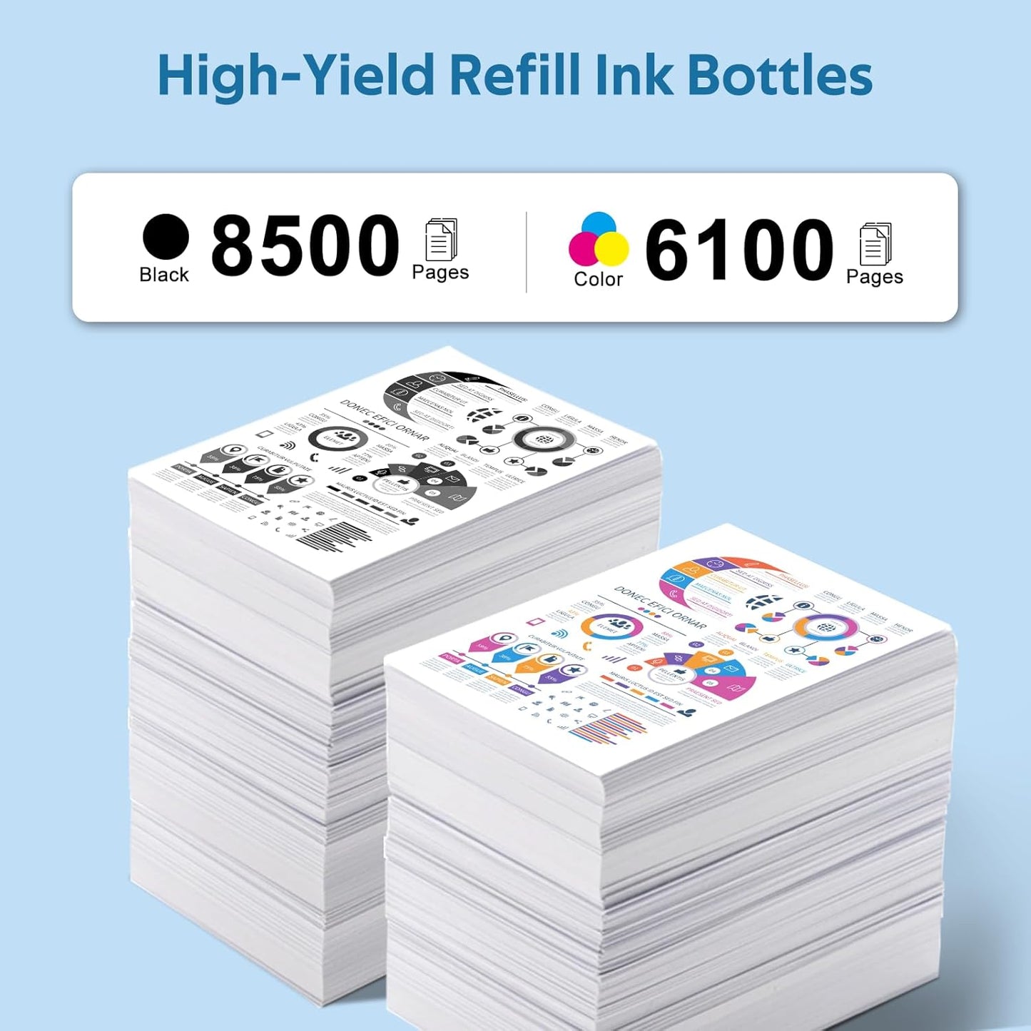 T502 502 Ink Refill Bottles Remanufactured for Epson T502 502 Ink for EcoTank ET-3850 ET-2850 ET-4850 ET-15000 ET-3760 Printer (4 Bottles, BK,CMY)