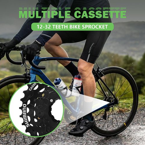 Relwears Bike Cassette 7 Speed CS-HG200 Bike Sprocket 12-32T for Mountain Bike Folding Bike, Black