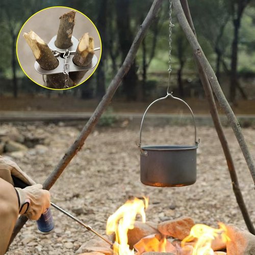 Camping Tripod for Ccooking,A Set Campfire Tripod,Made of Stainless Steel,Will Be Essential Camp Gear When You Cook or Grill Outdoors(Silver)