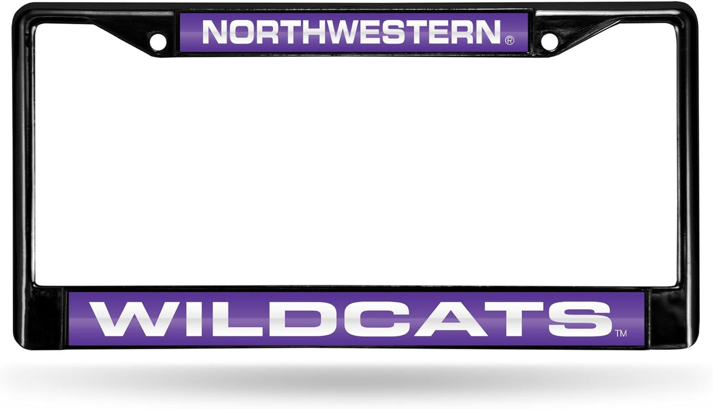 NCAA Black Laser Cut Chrome License Plate Frame for Car/Truck/SUV - 12x6" Auto Accessory