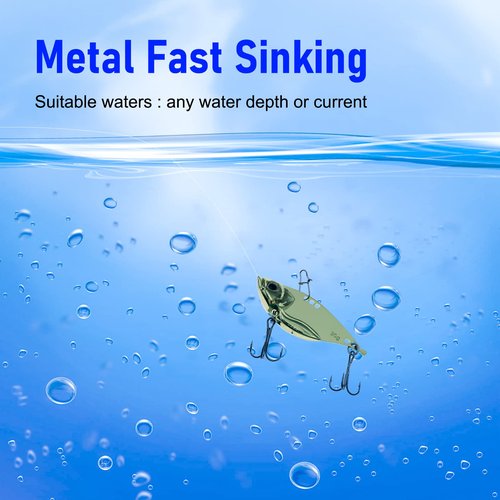 Zsrivk 10PCS Fishing Lures, Metal VIB Hard Blade Baits, Spinner Spoon Metal Fishing Spoon Crankbaits Swimbaits for Trout Walleye Crappie