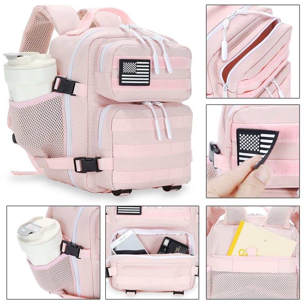 9L Mini Tactical Backpack for Men and Women, Tactical Backpack Small for Hiking, Small Tactical Bag（Pink）