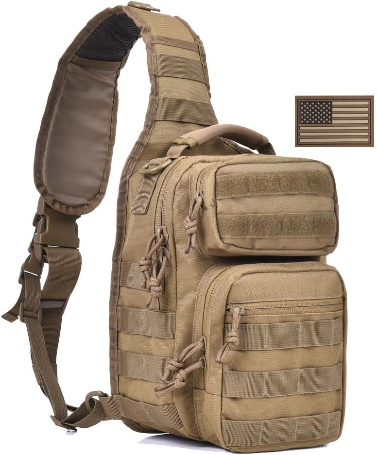 REEBOW GEAR Tactical Sling Bag for Men Military Single Shoulder Backpack Outdoor EDC Range Pack (Black)