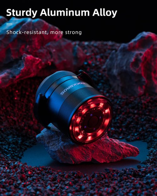 ROCKBROS Bike Tail Light, Rear Bike Light, 5 Modes, Type-C Rechargeable, 1oz Lightweight, IPX5, Aluminum Alloy Bike Taillight for Night Riding