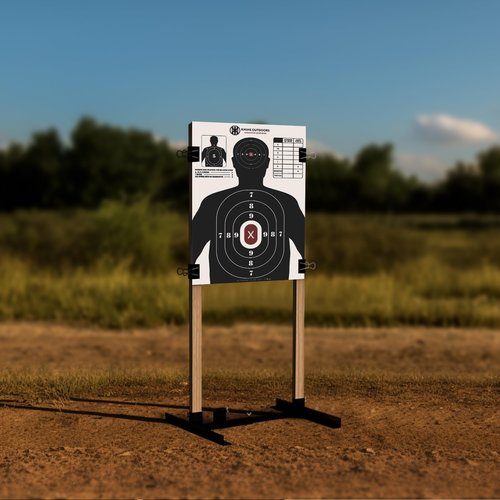 KNINE OUTDOORS Shooting Targets Paper, 17x25 inch, Bulk for Hunting, Handguns, Pistols, Rifles, Silhouette with Red Bullseye, Black Design (25 Pack)