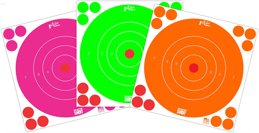 Pro-Shot Products 8" Bullseye Peel-n-Stick High Vis Fluorescent SplatterShot Target, 3 Color 6 Pack