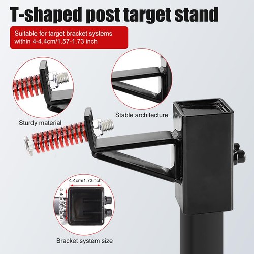 PEUTIER 4pcs Steel Target Hangers, T Post Target Hanger Adjustable Height AR500 Steel Target Stand Shooting Target Stand Base Gong Target Conversion Adapter for Shooting Hunting