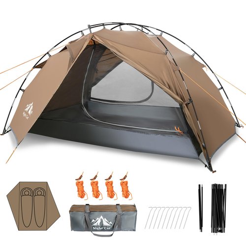 Night Cat Backpacking Tent 2 Person Lightweight Hiking Camping Tent with Foldable Pole, Double Layers Waterproof Fast Setup Ultralight Tent - 2 Doors