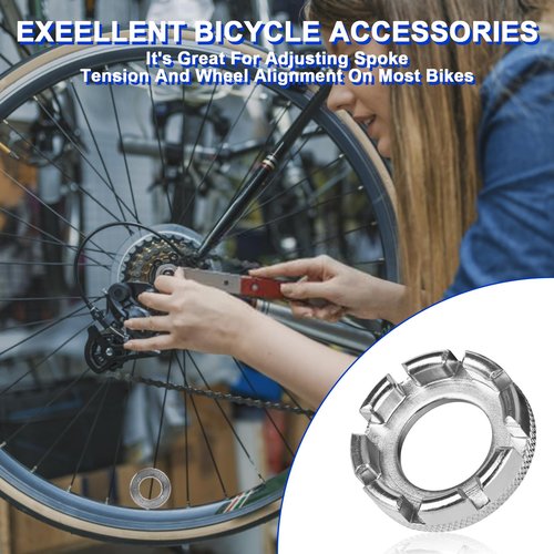 ptiysta Bicycle Spoke Wrench Tool, Hardened Steel 6-in-1 Spoke Rim Tool for Adjusting and Repairing Bicycle Wheel Tension