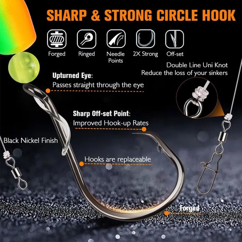 Dovesun Pompano Rigs for Surf Fishing Unique T-Knot Strong Pre-Rigged Pompano Rigs Saltwater Bullet Float(2colors)*2/0 Hook*10PCS