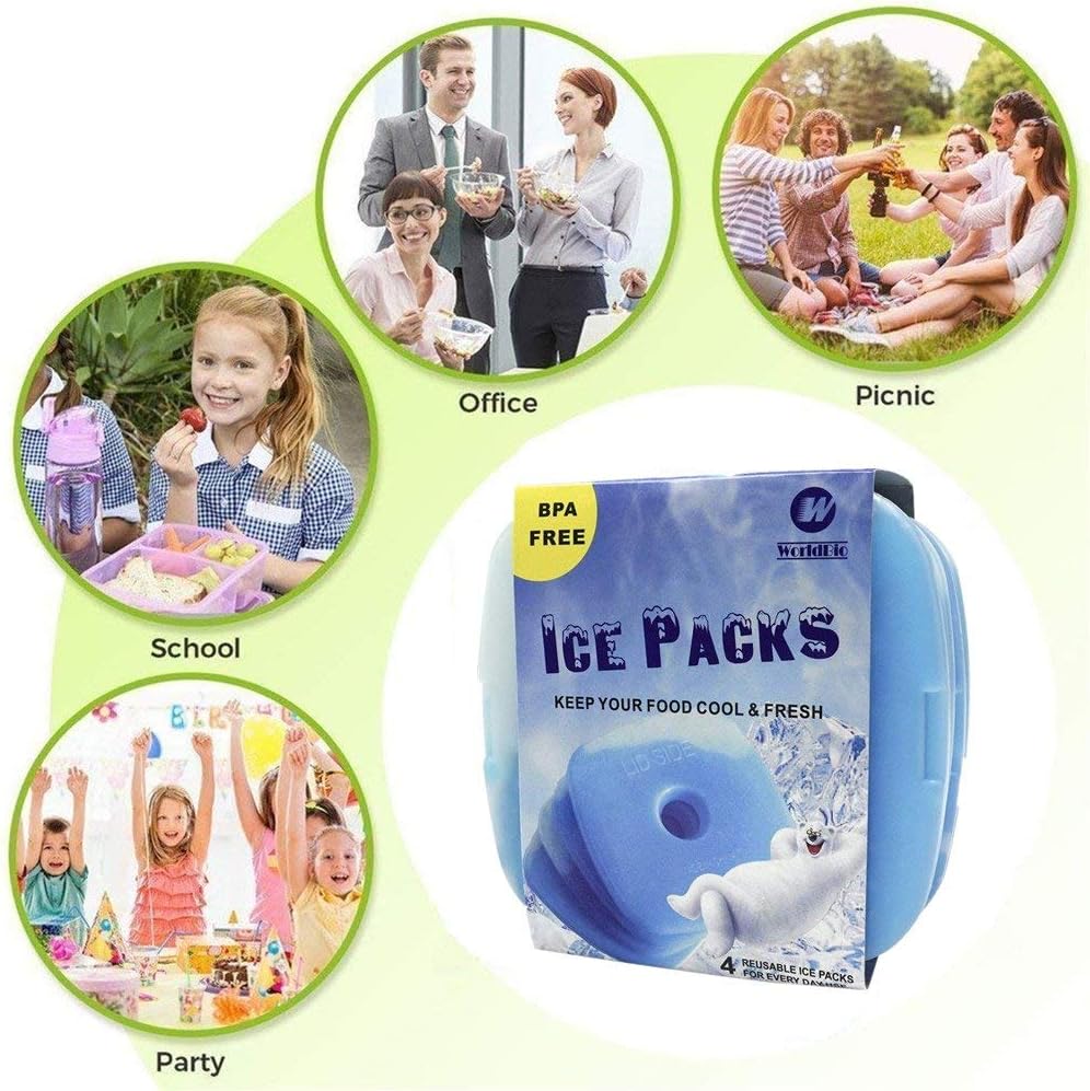 Slim Cooler Ice Packs for Lunch Box, Work, School, Picnic, Fishing - Long Lasting, Quick Freeze, Blue