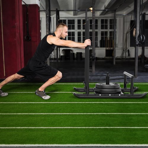 Dolibest Heavy Duty Weight Sled, Fitness Sled, Workout Sled for Fitness Strength Training and Speed Improvement, Push-Pull Prowler Training, Suitable for 1-2" Weight Plates, Black