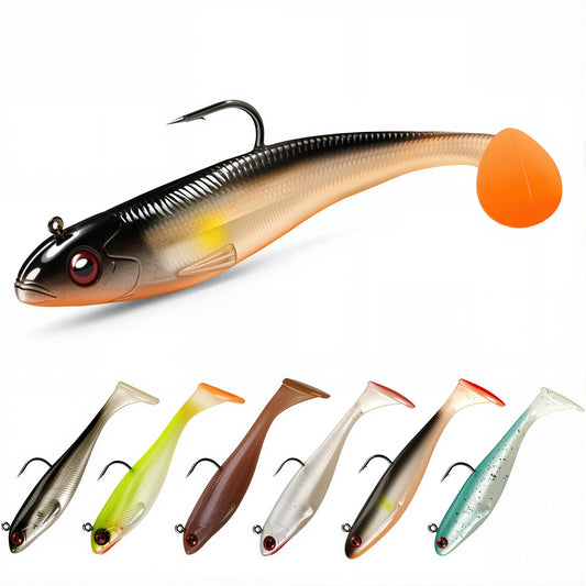 3.5In 0.42Oz Pre-Rigged Swim Baits for Bass Fishing - Jig Heads Soft Plastic Walleye Lures, Paddle Tail Swimbaits for Bass, Crappie & Trout Lures, Fishing Bait for Saltwater & Freshwater