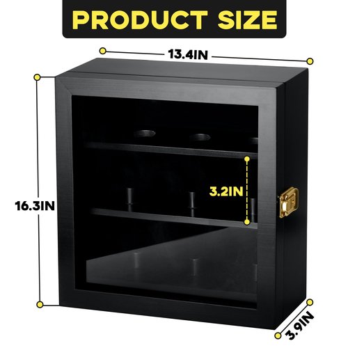 Baseball Display Case Championship Ring Display Case, Wooden Wall Cabinet with Lock for Collection Autographed Baseball Championship Ring, for Children
