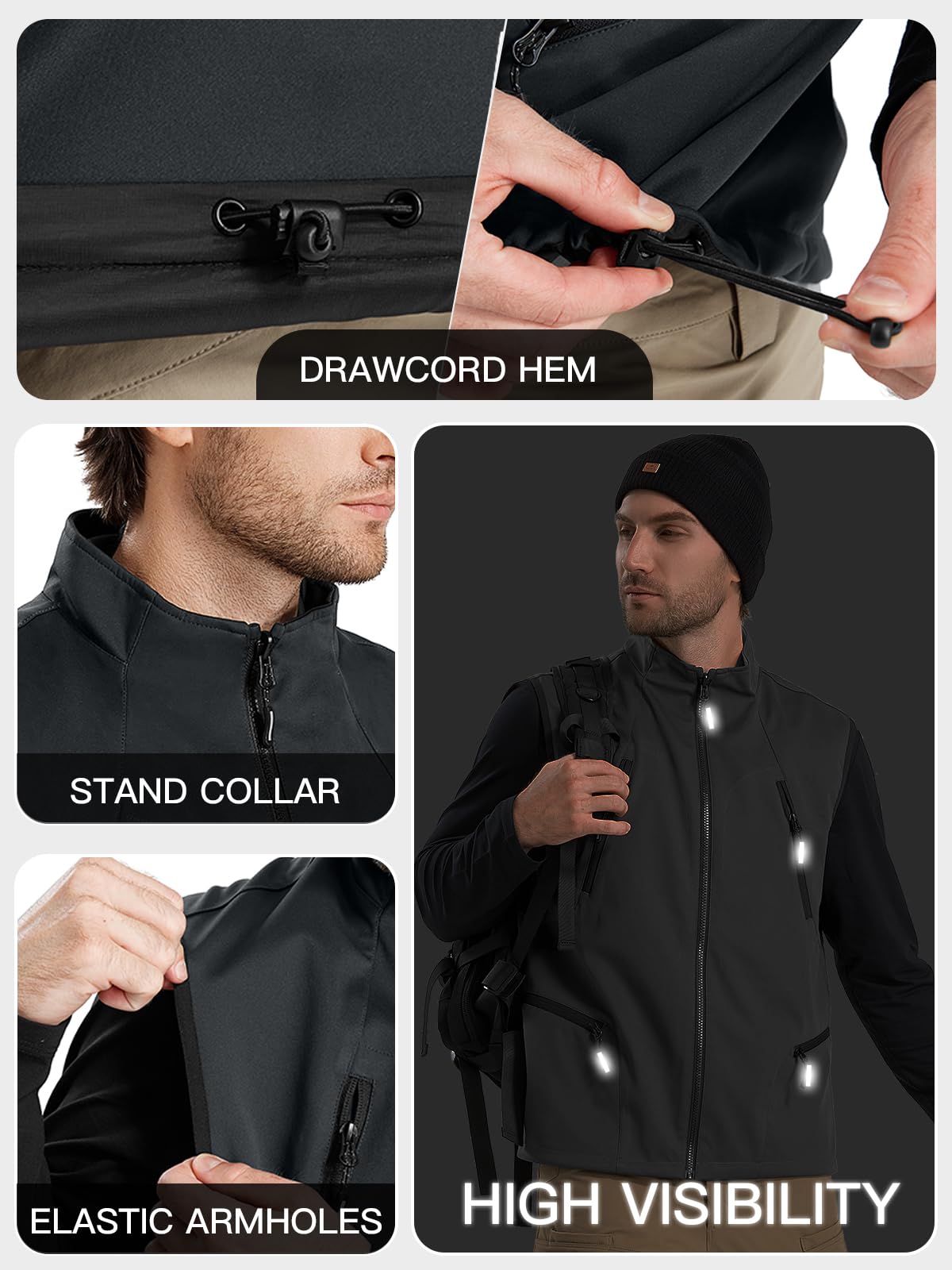 FREE SOLDIER Men's Lightweight Golf Vests Outerwear Windproof Reversible Sleeveless Softshell Jackets for Travel Running Hiking Fishing Hunting