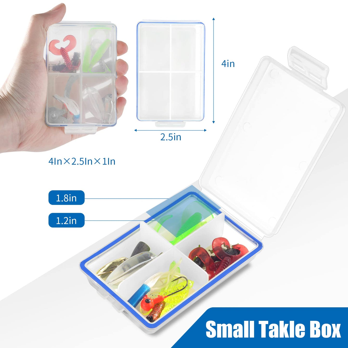 4 Pcs Mini Waterproof Tackle Organizer - Small Fly Fishing Box with Dividers for Hooks, Flies, Beads & Lures