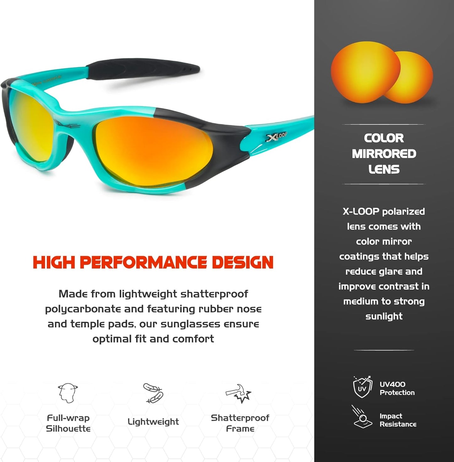 Polarized Youth Sports Sunglasses for Boys & Teens (Ages 8-16) - UV400 Baseball Wraparound