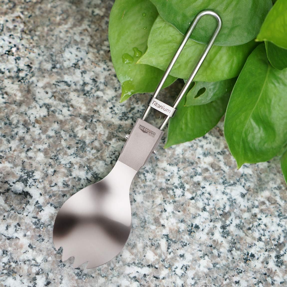 Ultralight Titanium Spork for Camping - Folding Spoon & Fork Combo, 18g