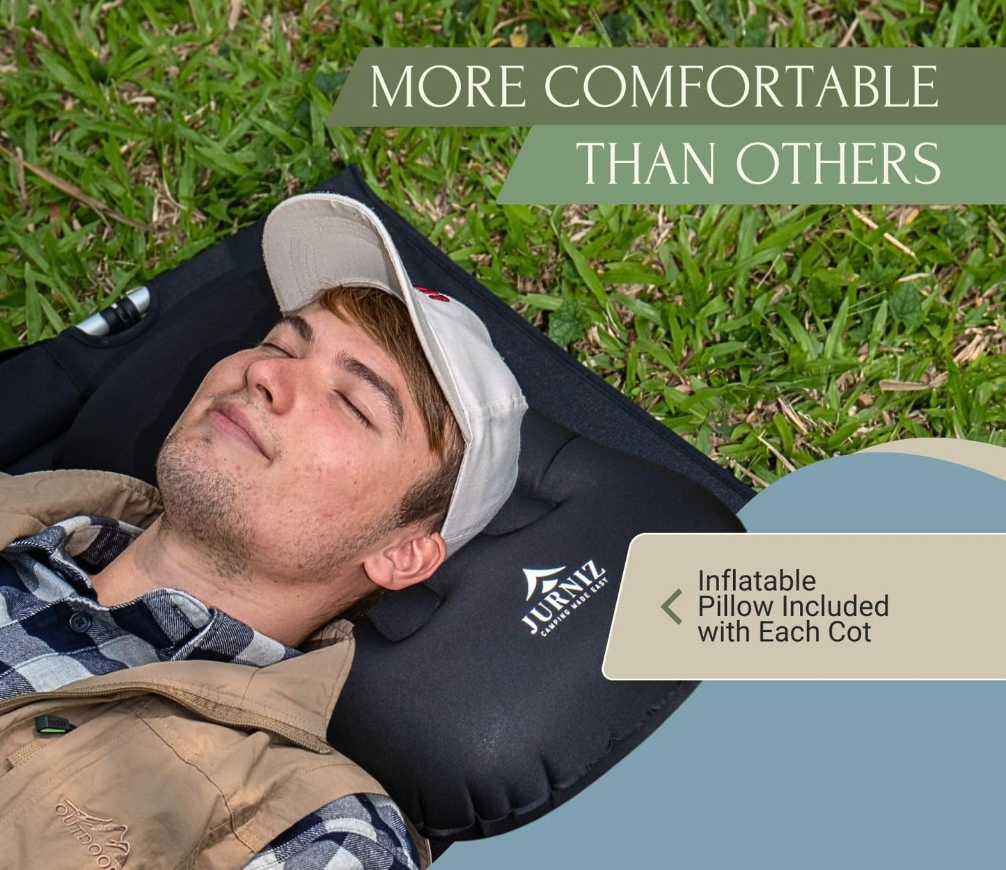 JURNIZ Ultralight Camping Cot for Adults and Kids; Supports up to 330lbs; 4.85lbs Ultralightweight Portable Camping Bed for Hiking, Camping and Backpacking with Carry Bag (Green)