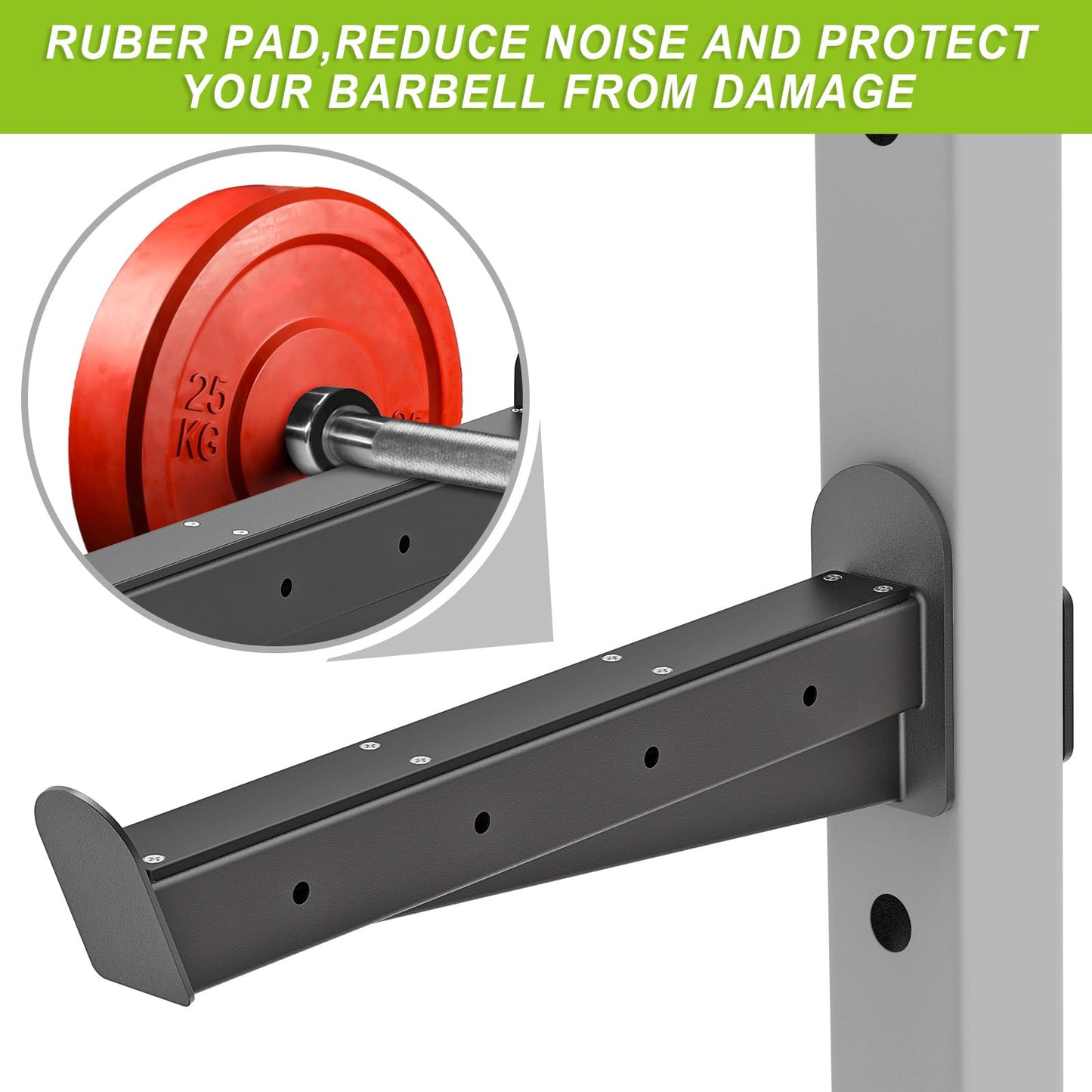Kipika J-Hooks and Safety Spotter Arms for 3" x 3" Power Racks with 5/8" or 1" Hole - Heavy Duty Barbell Holders and Catches with Rubber Pads - Power Rack Attachments for Squat, Bench Press and More