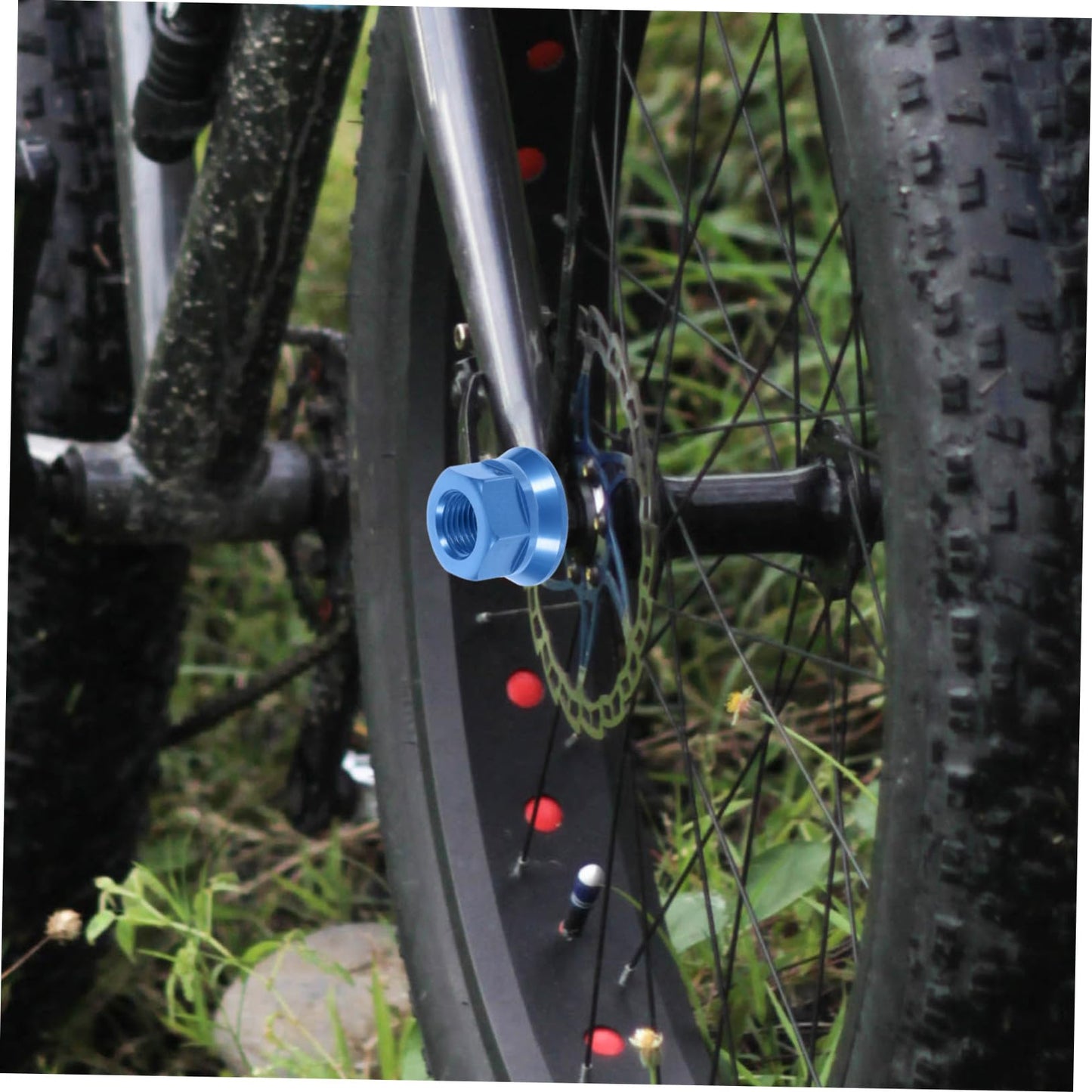 Blue Bike Wheel Nuts - 2pcs M10 Hub Axle Nut Set