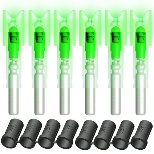 Linpeng 6PCS Crossbow Lighted Nocks for Bolts with .285”/.297”/.300”/.305” Bushings with ON/Off Switch LED Arrow Nocks (Green)