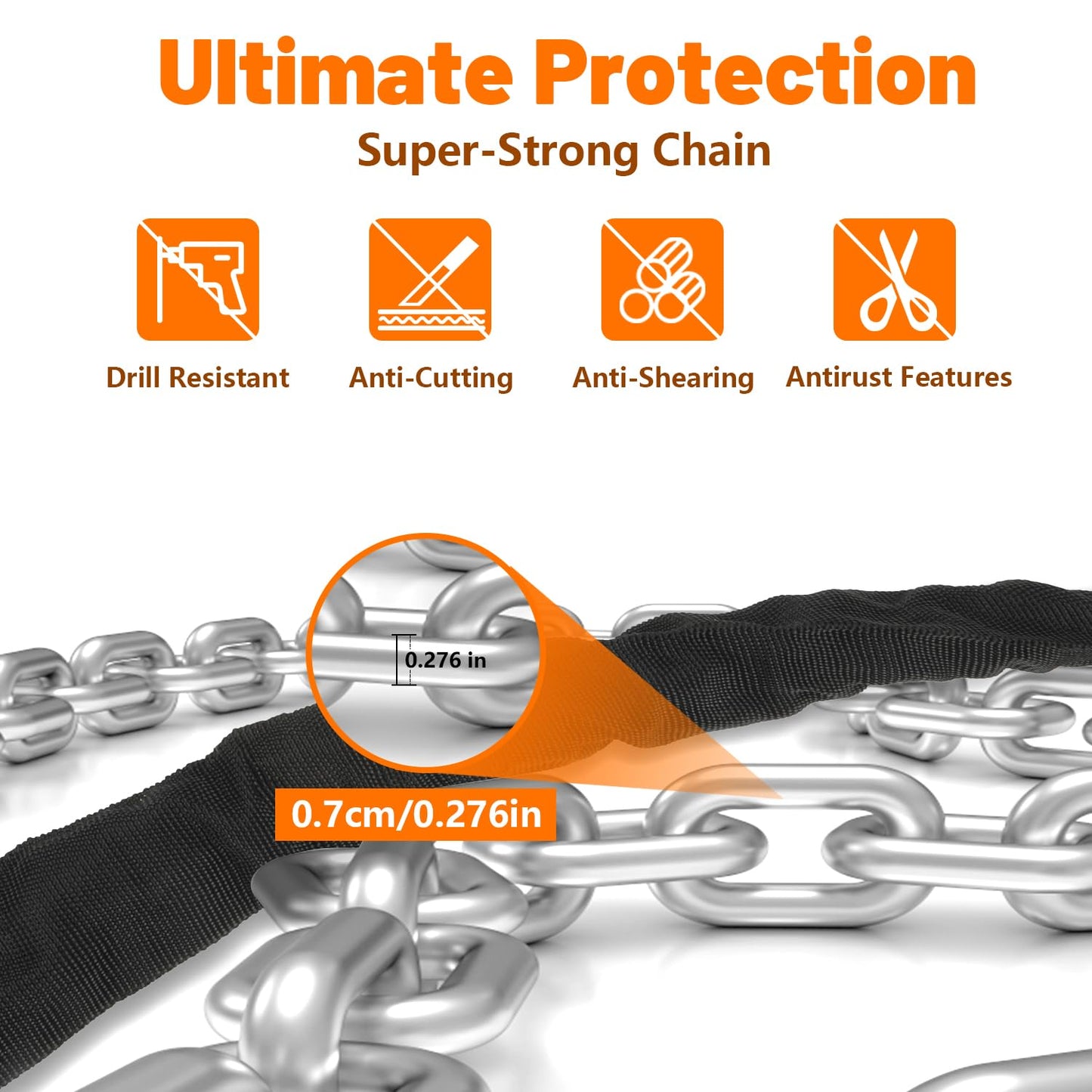 SHTALHST Scooter Lock, Universal Scooter Bag, Electric Scooter Accessories, Electric Scooter Locks Anti Theft, Rugged Secure Chain Locks for Bikes, Scooters, Segway Ninebot and NIU,Black
