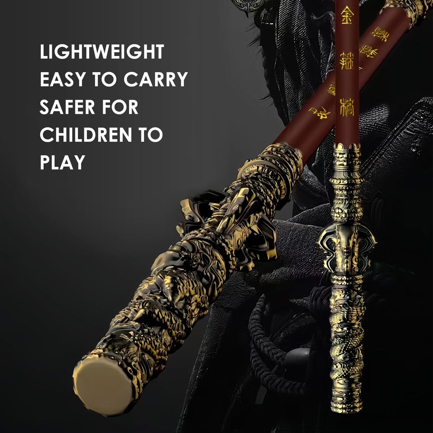 40 inch Long Black Myth Wukong Staff, PU Material(High Strength Soft Rubber), Ruyi Jingu Bang, 1:1 Restoration of Reality, Sun Wukong Staff, Three-Dimensional Carving, Collections for Fans