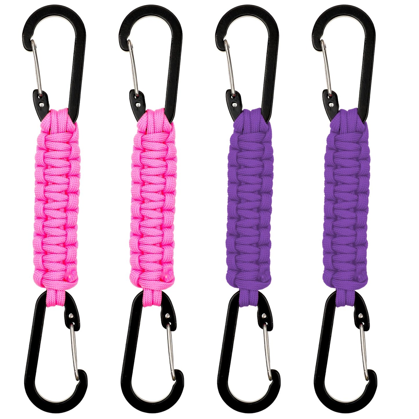 Abeillo 4 Pack Paracord Keychain, Heavy Duty Lanyard Clip for Backpacks, Quick Release Key Clip for Men/Women, Braided 550 Paracord for Outdoor Camping, Hiking, Fishing