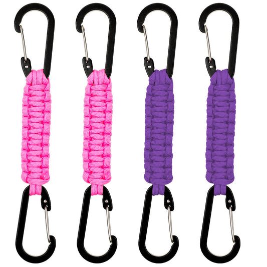 Abeillo 4 Pack Paracord Keychain, Heavy Duty Lanyard Clip for Backpacks, Quick Release Key Clip for Men/Women, Braided 550 Paracord for Outdoor Camping, Hiking, Fishing