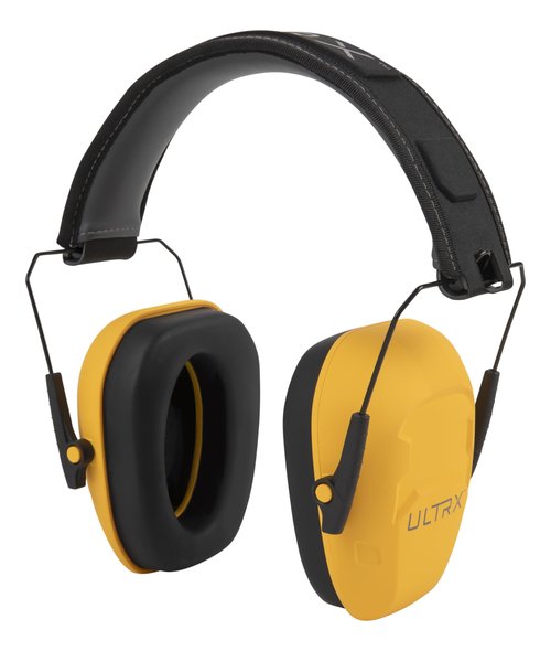 ULTRX NEW Shield Passive Earmuff – Slim Hearing Protection for Shooting, Yardwork, Construction, Woodworking - Yellow