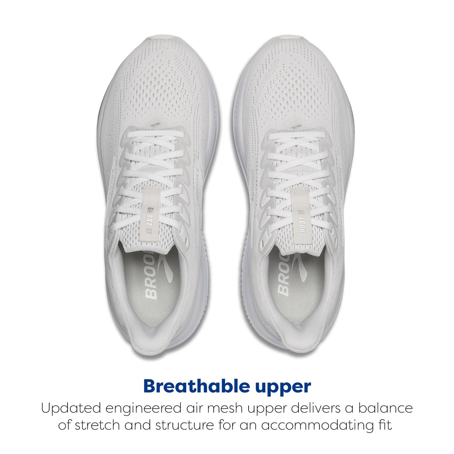Brooks Women’s Ghost 17 Neutral Running Shoe - White/White/Grey - 12 Medium