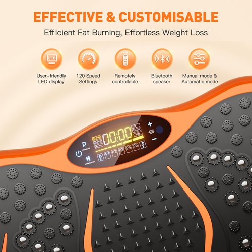 CFBF Vibration Plate Exercise Machine, Whole Body Workout Vibration Fitness Platform Machine for Lymphatic Drainage, Waver Vibrating Plate Machine for Weight Loss Shaping, 99 Levels, Resistance Bands