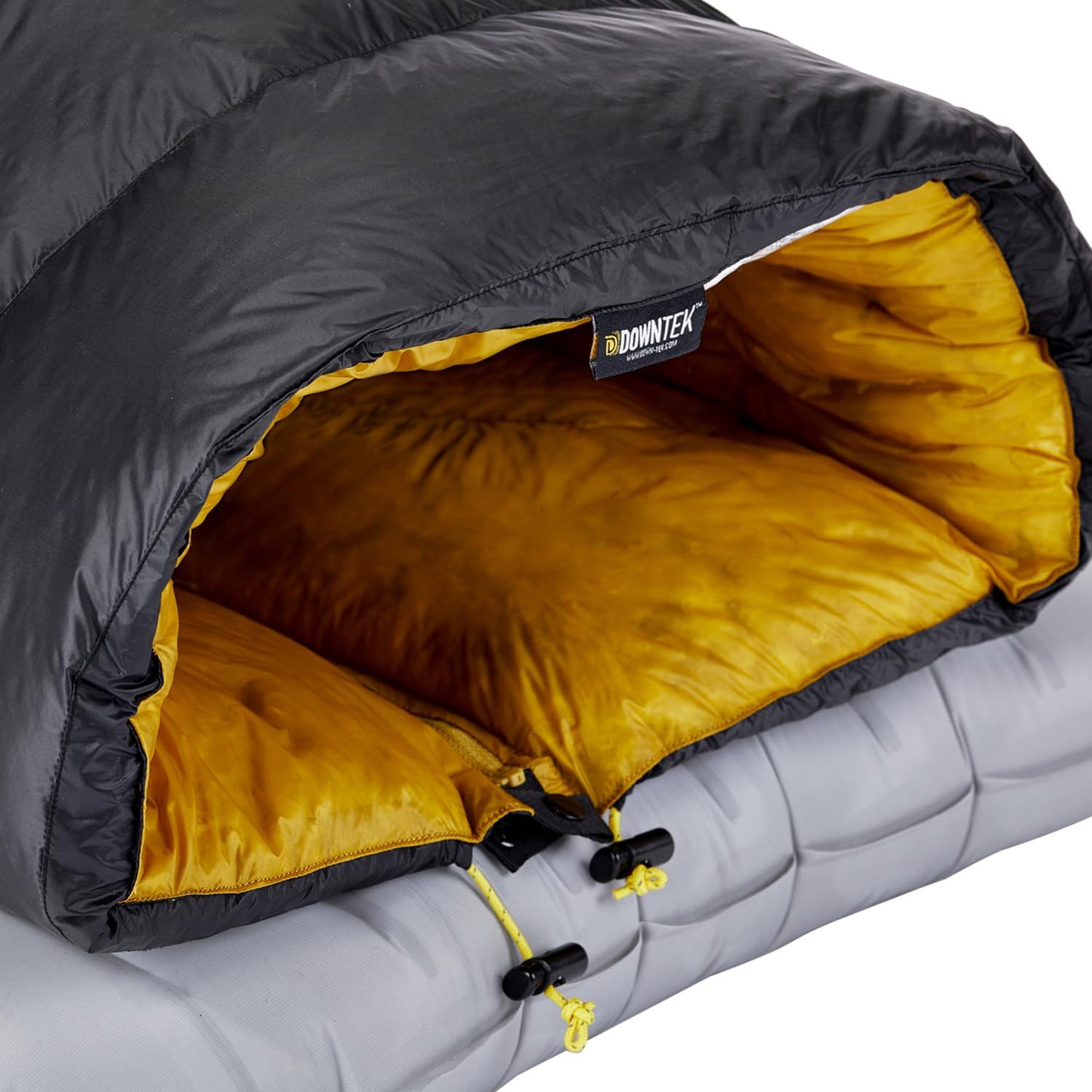 Featherstone Moondance 25 850 Fill Power Down Top Quilt Mummy Sleeping Bag Alternative for Ultralight Backpacking Camping and Thru-Hiking Color: Grey/Marigold Size: Regular/Regular